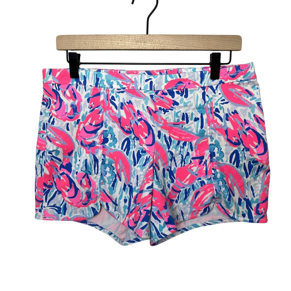 Lilly Pulitzer Ladies Hazelle Stretch Shorts Cosmic Coral Pink Blue Size 6